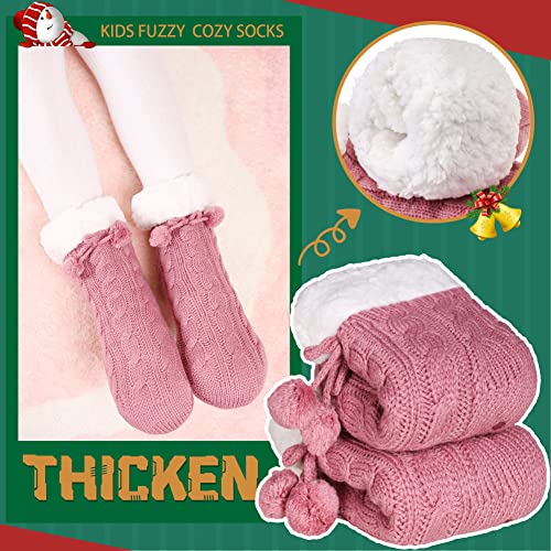 Kids Slipper Socks Boys Girls Fuzzy Non Slip Winter Fleece Lined Warm Cozy Christmas Thick Fluffy Socks2
