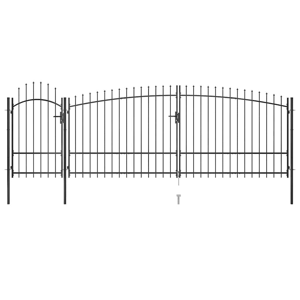 vidaXL Gartentor Woerden mit Speerspitzen Einfahrtstor Metalltor Hoftor Gartenpforte Gartentür Zauntor Gartenzaun Tor Tür Pforte 5x1,75m Schwarz Stahl