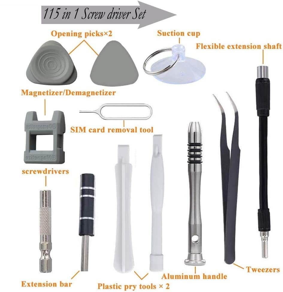 Mobile Repairing Tool Kit Set Meshiv 115 in 1 Interchangeble Multipurpose Mini Screwdriver Set Magnetic Slot Wrench Bits Combination Screwdriver Set for Home Appliance,Laptop,Mobile, Computer 3