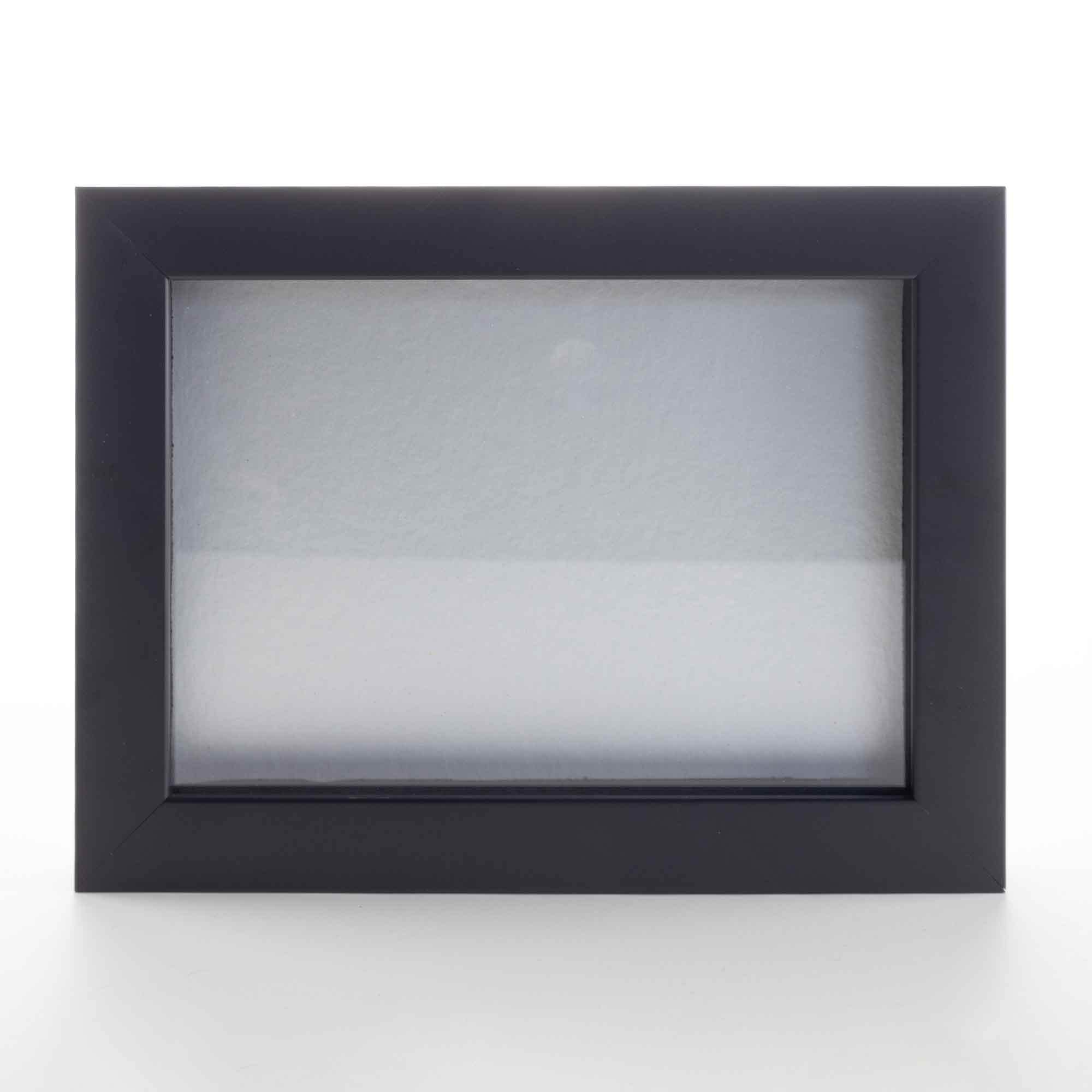 Black 9x12 Wood Shadow Box Picture Frame with Silver Acid-Free Backing UV Acrylic & Hanging Hardware - with 3/4