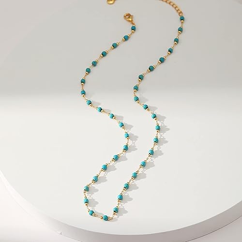 Miniatura 2 de Turquoise Choker Necklaces for Women 18k Gold Plated Turquoise Beaded Necklace Choker Necklaces for Women