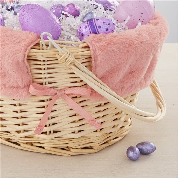 Miniatura 4 de Personalization Universe Cesta de Pascua personalizada de conejo rosa y cesta natural con mango plegable