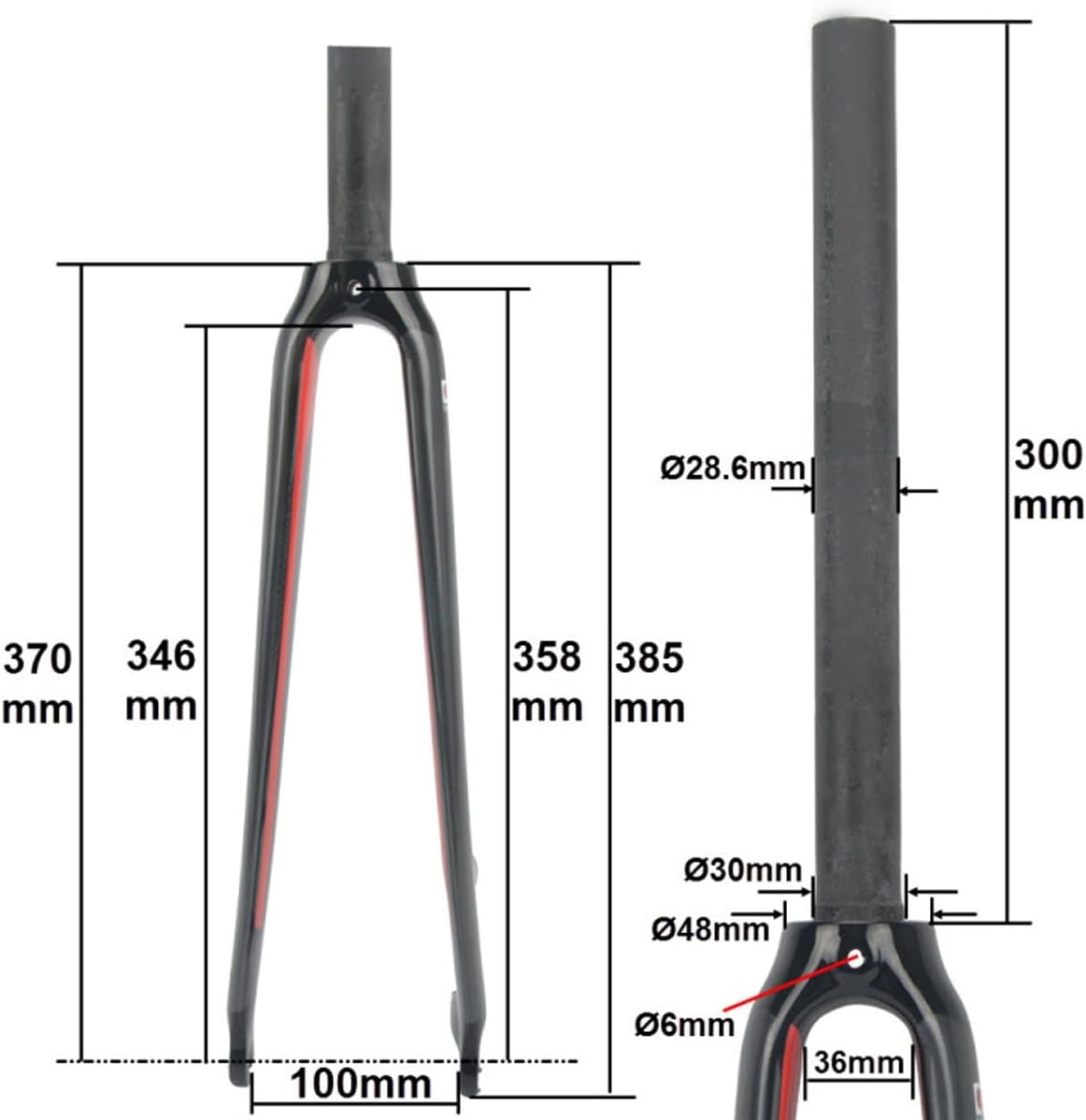 Bike Rigid Fork 700C Road Bikes Forks 28.6MM 1-1/8" Straight Tube Disc Brake Bikes Hard Fork Carbon Fiber Bikes Front Forks Quick Release 9 * 100MM QR(Matt Black B)