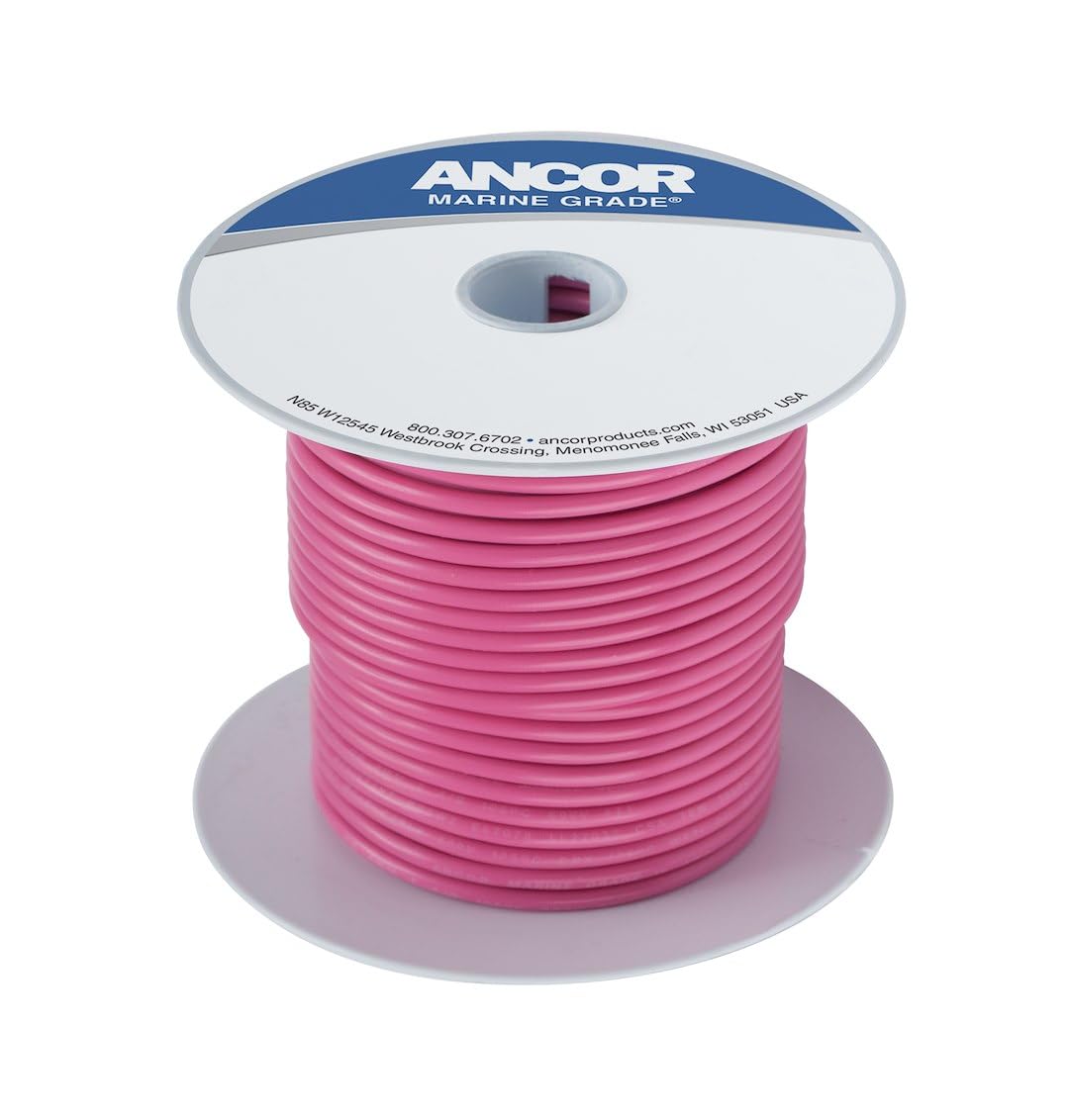 Ancor 104610 Marine Grade Electrical Primary Tinned Copper Boat Wiring (14-Gauge, Pink, 100-Feet)