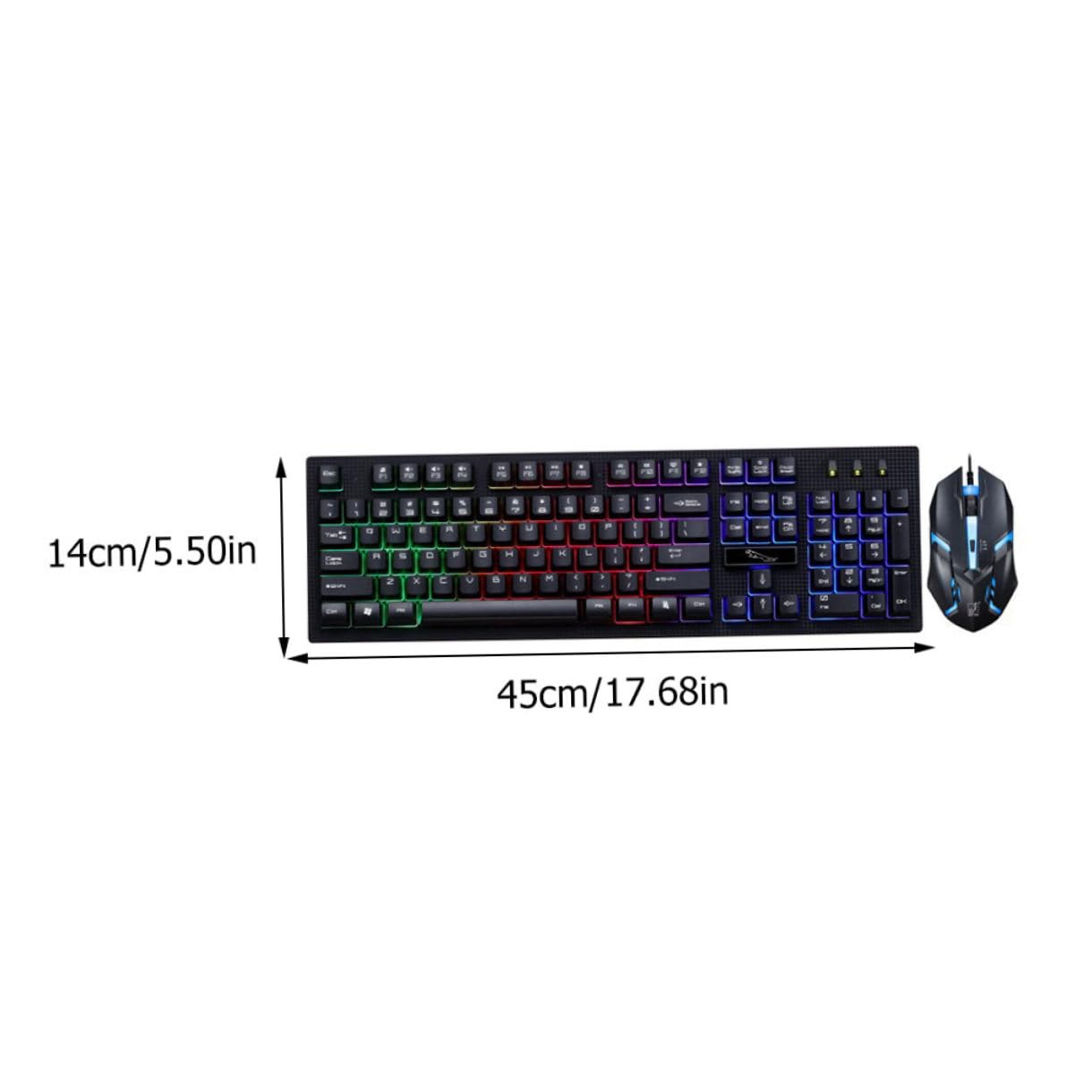 Kit Clavier et Souris de Jeu Filaire 104 Touches, Lumineux Noir