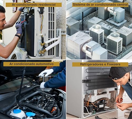 Kit de Ferramentas para Remoção e Substituição de Válvulas Schrader, Compatível com Gases Refrigeran