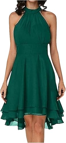 Vestido de una sola pieza con cuello halter casual para mujer