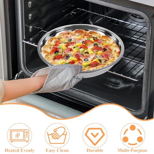 AKOLAFE 6 Pack Deep Dish Pizza Pan 12 Inch Stainless Steel Pizza Pan for Oven Large Pizza Plates Set Round Pizza Baking Sheet Metal Pizza Platter Personal Pizza Trays for Serving Cooking Grilling