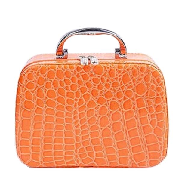ERHETUS Latest Stylish Makeup Bag For Women,13 Cm | Jewellery Organizer & Cosmetic Storage Box | Toiletry Bags With Compact Magnifying Mirror For Travel - Orange