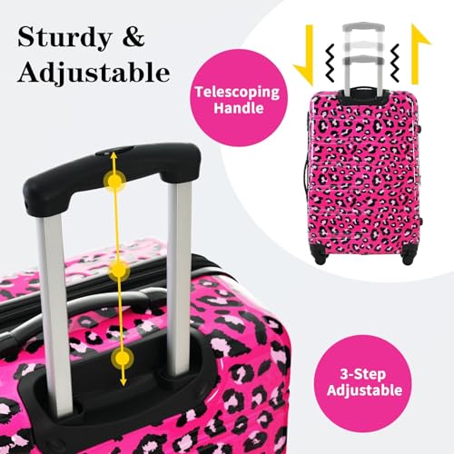 Lightweight Hardshell Luggage Sets - 3 Piece Suitcase Set with Lock - Fashionable Leopard Pattern - 20", 24", 28" Expandable Travel Bags2