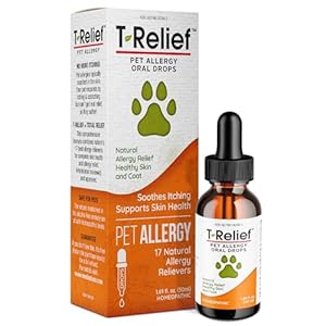T-Relief Pet Allergy Support Drops for Dogs & Cats Itchy Relief Supports Healthy Skin & Coat Natural Medicine Helps Soothe Hot Spot Itching Paws Licking Runny Nose Sneezing Watery Eyes – 1.69 Fl oz