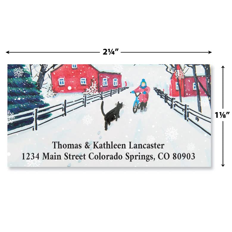 Blooming Joy Personalized Christmas Return Address Labels - Set Of 144 Custom Holiday Labels