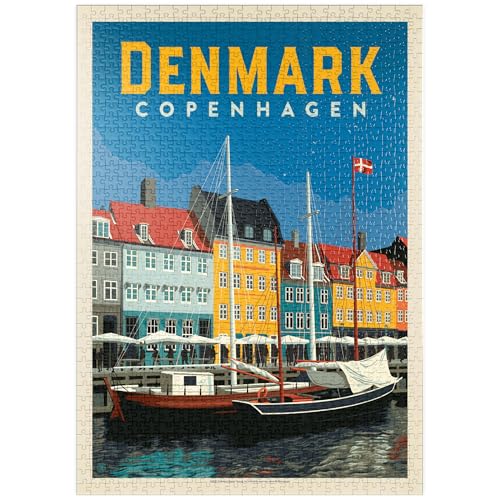 MyPuzzle Danemark : Copenhague, Affiche Vintage - Premium 1000 Pièces Puzzle - Collection spéciale MyPuzzle de Anderson Design Group