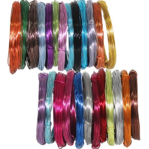 25 Rolls 820 Feet Colored Aluminum Craft Wire 0.8 Mm Flexible Metal Artistic Jewelry Beading Wire, Each Roll 32.8 Feet, 25 Colors #TOP2