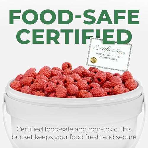 Image of EconoHome 1 Gallon Food Grade Round Plastic Bucket - Food Storage Deli Containers with Lids Ideal for Ice Cream, Soup, and Prep Containers - BPA-Free, Premium HDPE - 1 Pack