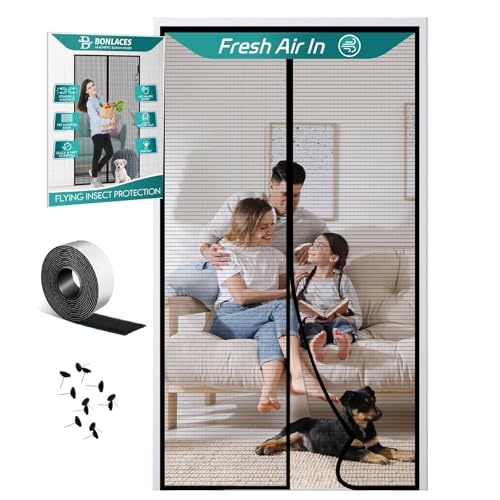 BONLACES Magnetic Screen Door with Upgraded PET Material Mesh- Easy Installation Tear-Resistant Pet and Kid Friendly Screen 38X84 Fit Door Size 36X82