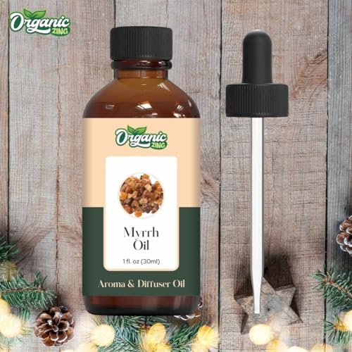 Image of Organic Zing Myrrh Oil 30 ml (1.01 fl oz) - Steam Distilled Resinous Aromatic Oil for Natural Perfumery, Meditation Diffusion & Oral Care Formulations