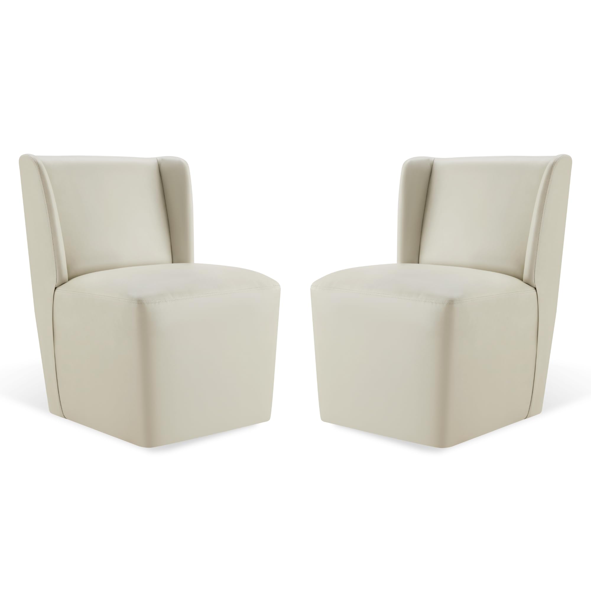 KISLOT Upholstered Dining Chairs Set of 2 with Casters, Cream