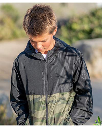 Independent Trading Company Lightweight Boys Windbreaker, Camo/Black, Medium4