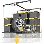 Garage Ceiling Storage Rack, 4x4 Ft Adjustable Overhead Garage Storage Rack Lift, Heavy-Duty Ceiling Mounted Storage Lift System for Garage Organization, 250lbs Weight Capacity