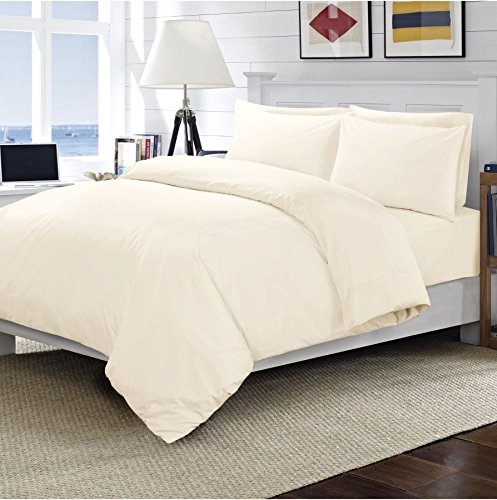 Sunshine Comforts® 100% Egyption Cotton Plain 200 Thread Count Flat Sheet Cream Colour (Housewife Pillow Pair)