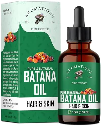 Aromatique Batana Oil Pure & Cold-Pressed Premium Hair & Skin Nourishment Sourced from Honduras Derived from Palm Nut Oil (15 ML) Natural