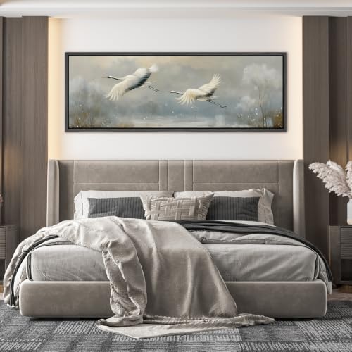 Image of MUDECOR Large Framed Canvas Print Wall Art Red Crane for Living Room