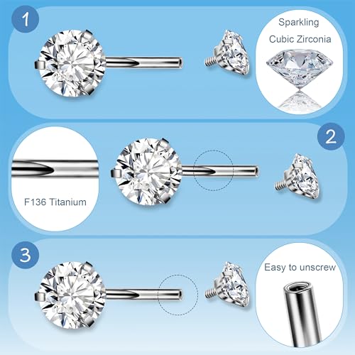 REVOLIA 3Pcs 14G F136 Titanium Belly Button Rings for Women Hypoallergenic Cubic Zirconia Navel Rings Heart Belly Rings Sliver Pretty Belly Piercing Barbells 6-16mm4