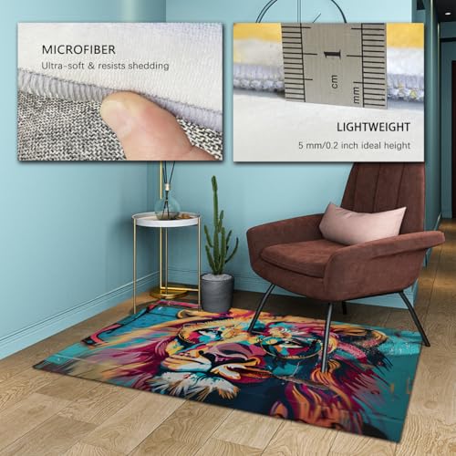 Carpette d'espace graffiti lion 160x200 pour un salon design et cosy
