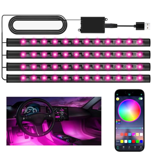 Winzwon Luces LED Coche Interior,Car Accessories App Control, Regalo para Dia de la Madre, Hombre, Mujer, Luces con Puerto USB, Car Ambient Lights (1)