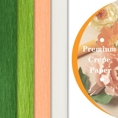 Image of BEISHIDA Green Champagne White Crepe Paper Roll, 4 Rolls Crepe Paper Sheet