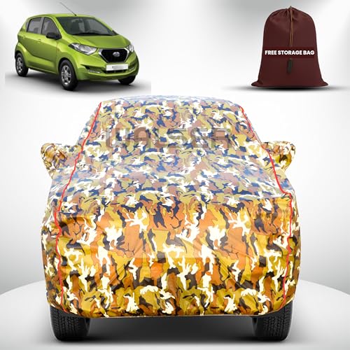 Image of Walser Waterproof Car Cover for Datsun Redi Go | All-Weather Full Car Body Protection | with Mirror & Antenna Pocket | Dustproof, Windproof & Anti-Scratch Lining, Camouflage