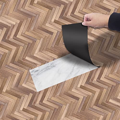 Self Adhesive Vinyl Floor Planks, 20 * 300CM Rustic Oak - Peel & Stick DIY Flooring - Natural Wood Grain Floor Tiles for Kitchen, Dining Room & Bedrooms,Natural