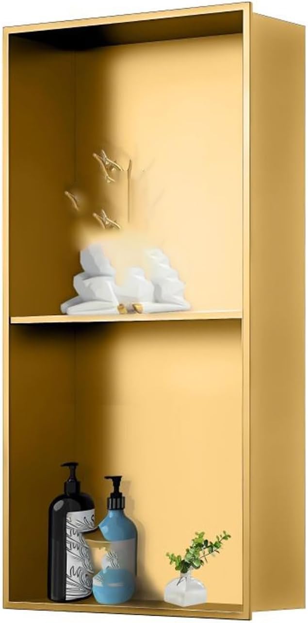 GFAZXDS Double Shower Niche Bathroom Shelf Tileable Shampoo Caddy Built-in Recessed Shelves for Showers Wet Rooms Sturdy Lightweight
