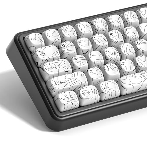 Image of dagaladoo White Keyboard keycaps,PBT keycaps Topographic