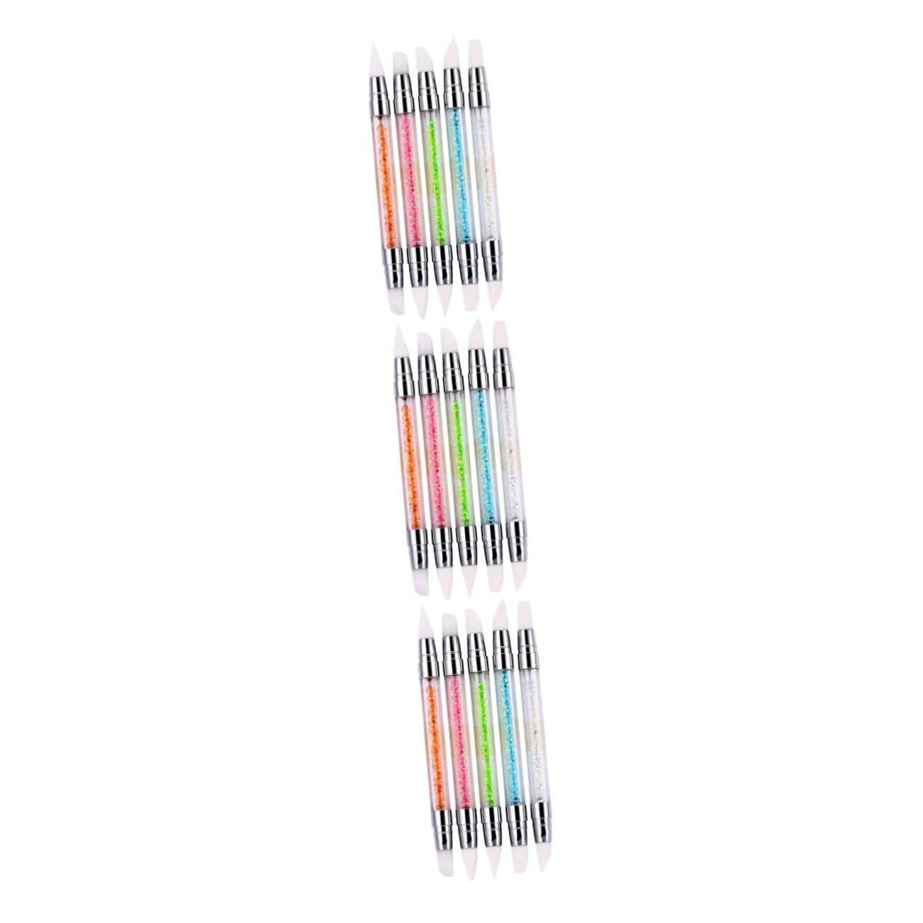 Healeved 15pezzi Pennello Per Nail Art Silicone Con Testa Doppia e Diamante Strumenti Per Manicure e Decorazione Unghie Facile Da Usare Per Disegni e Tratti