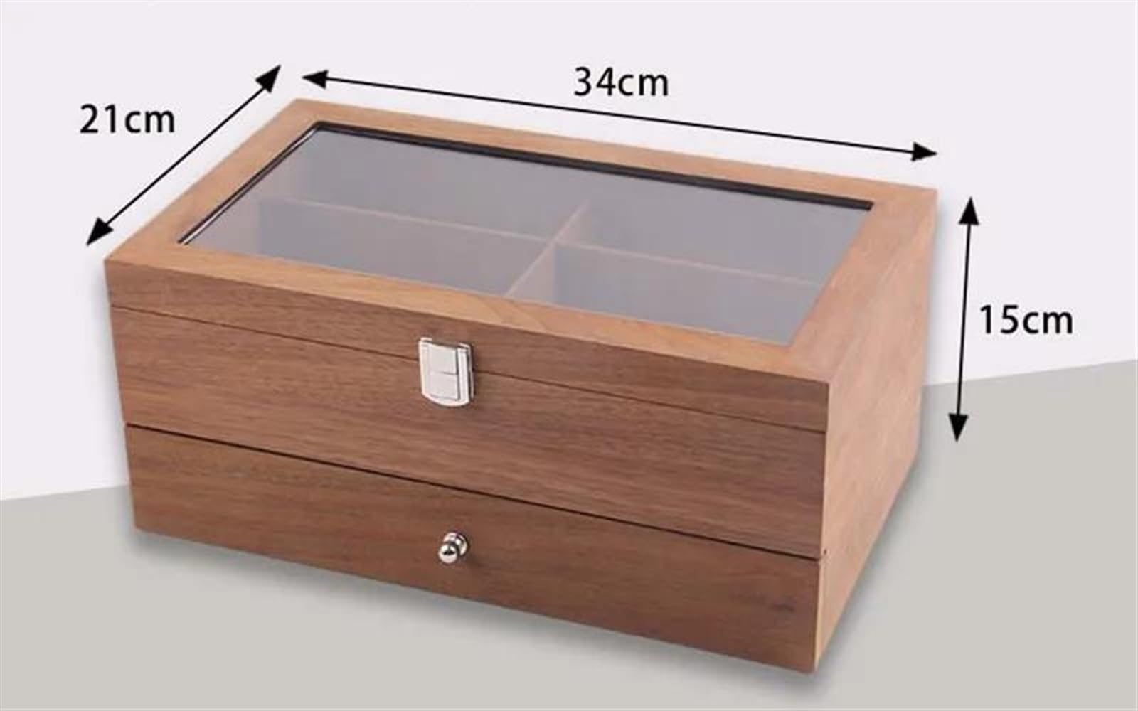Caja para Anillos Retro 12 Redes Estuche de Almacenamiento de Madera de Doble Capa Cajas organizadoras de exhibición de Joyas de Madera para joyería