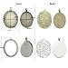 Shxstore 20 Counts Oval Bezels Pendant Trays with 20 Counts Glass Cabochon Round Dome Tiles for Jewelry Making, 40 Counts