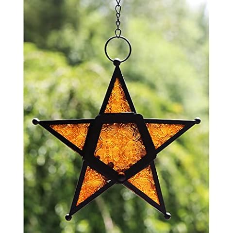 Vela Lanterns Decorative Hanging Star Candle Lanterns, Amber, Set of 2 Cover