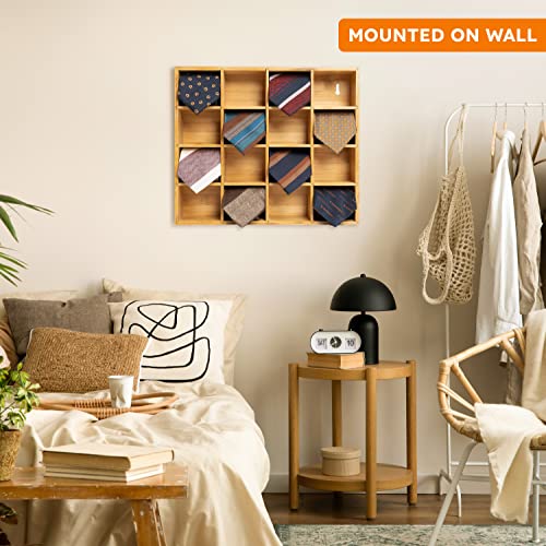 Decorluxes Tie Rack Wall Mounted - Tie Storage Box Organizer For Men - Wooden Tie Box Suit Tie Holder Bow Tie Display Wall Mount Ties Racks Tie Case Organizers #TOP3