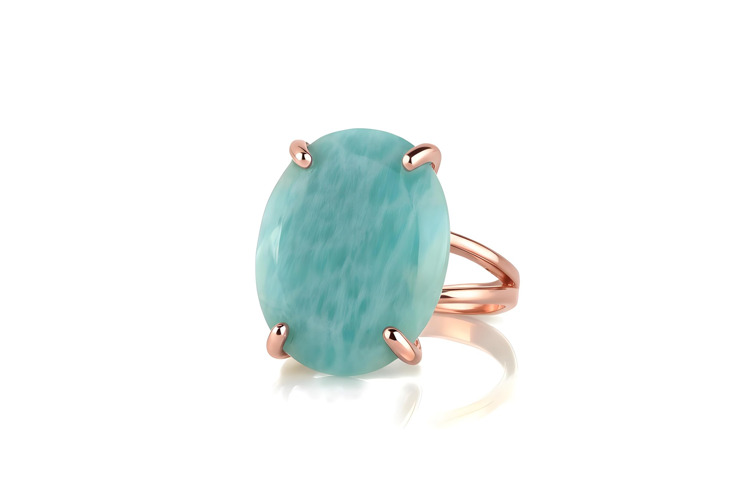 Ovalados Únicos para Mujer - Anillo de Amazonita en Plata de Ley 925 - Joyería de Piedra Artesanal para Mujer - Anillo de Colección y Regalo 925 - Caja de Joyería Incluida