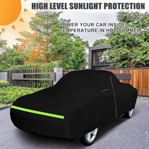 Image of Classic Car Cover Waterproof Compatible with 2003-2006 Chevy SSR, 210T Polyester with Inner Cotton Liner All Weather Car Covers with Zipper&Lock for Car Dust Snow Rain Hail Protection