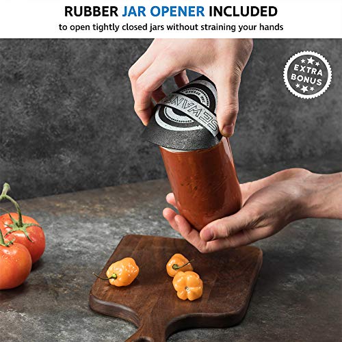 Wide Mouth Mason Jars 24 Oz [5 Pack] With Airtight Lids And Bands - For Canning, Fermenting, Pickling, Freezing - Glass Jars, Microwave & Dishwasher Safe. + Sewanta Jar Opener #TOP5