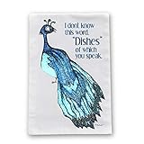 Peacock Dishes Flour Sack Cotton Dish Towel by Pithitude
