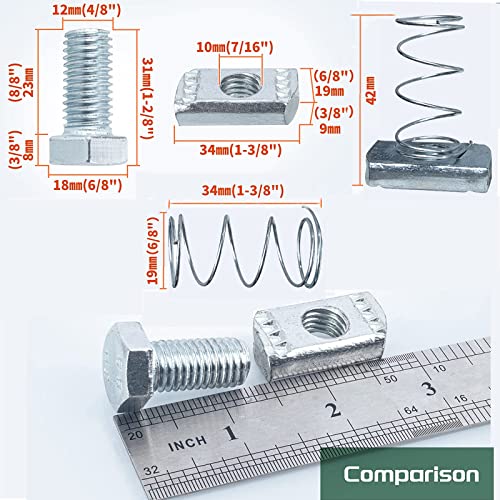 20 Pack P3010 Spring Channel Nut And 1/2" X 15/16" Bolt For All 1-5/8" Strut Channel. Channel Strut Nuts, Spring Channel Steel Screws #TOP2