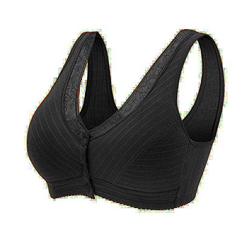 3Pack Everyday Cotton Snap Bras - Women's Front Easy Close Builtup Sports Push Up Bra With Padded (44Bc, Black/Beige/Grey) #TOP2