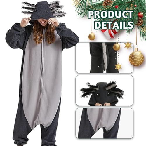 Pijama de Navidad con forma de axolote para fiestas y noches de invierno 3