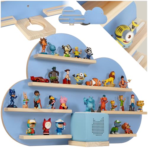 tectake® Etagere Murale Magnétique pour 28 Figurines à Histoire & Boîte à Histoire, Étagère Bois Bibliotheque, Support Figurine Rangement Chambre Enfant...