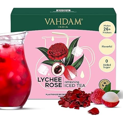 VAHDAM Lychee Rose Iced Tea Bags Cover
