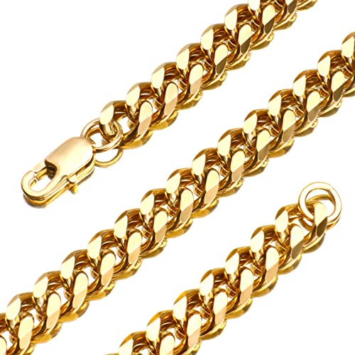 Ailpiwe Miami Cuban Link Chain Necklace, Diamond-Cut Gold Chain For Men Women, 18K Gold Plated Cuban Link Chain Necklace | 316L Stainless Steel, 7/9Mm, 18/20 Inch #TOP5